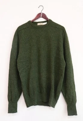 Vintage 90's L.L. Bean Lambswool Crewneck Sweater, Dark Green, Large/Tall - Image 1 of 4