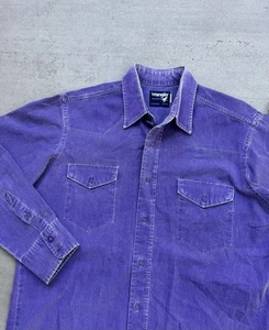 Vintage Wrangler Shirt Mens Medium Purple Brushpopper Button Up Western Cowboy - Picture 1 of 11