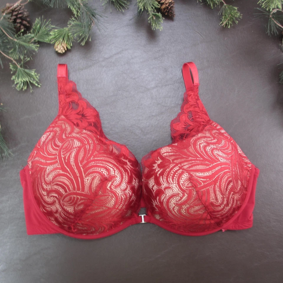 Sujetador Adored by Adore Me para mujer 40DD rojo encaje con aros ligeramente forrado acolchado Foto 1 de 4