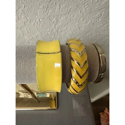 Lote (2) Brazalete Brazalete Amarillo Talbots Verano Tono Dorado Nuevo Con Etiquetas Foto 1 de 4