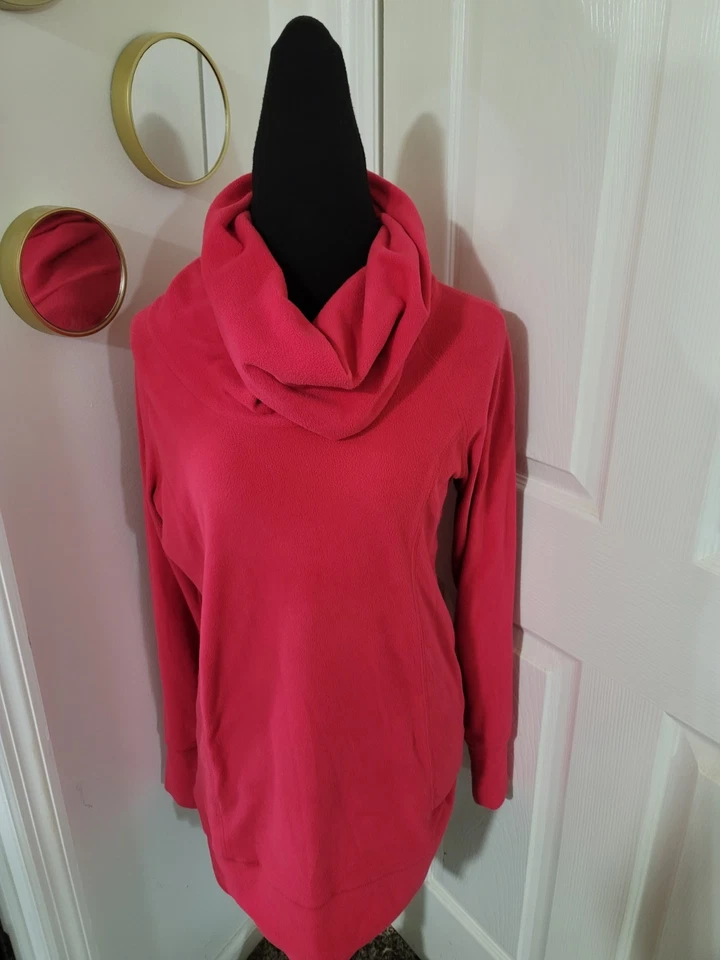 Top túnica polar cuello capucha Columbia M pulóver rosa cálido para mujer  Foto 1 de 4