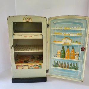 Vintage Blech Litho Spielzeug Kühlschrank 50er Marx lithographiert Bild von Essen & Trin - Bild 1 von 18
