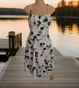 Neu mit Etikett $ 50 Alyn Paige Damengröße 10 blau grün & weiß Sommerkleid Kleid Baumwolle gefüttert - Bild 1 von 14