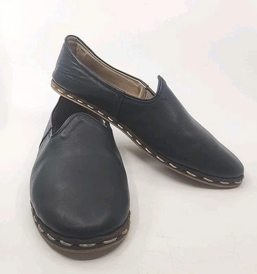 Mocassim Sabah preto camurça slip on masculino tamanho 43 EUA 10 turco casual feito à mão - Imagem 1 de 4
