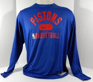 Camiseta de entrenamiento azul manga larga emitida por el equipo Detroit Pistons 2021-22 Nike 5 XL 41S - Imagen 1 de 8