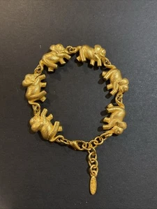 Bob Mackie Elefanten auf Parade Armband Rich Satin Gold Strass Augen - Bild 1 von 5