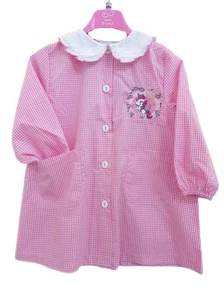 Grembiule asilo da bambina di Andy&Gio' 90210 Quadretti Bianco/Rosa - Picture 1 of 1