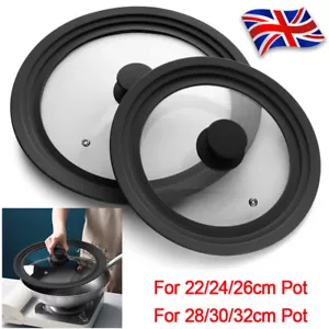 Universal Silicone Glass Lids Saucepan Frying Pan Lid for 22/24/26/28/30/32cm - Picture 1 of 19