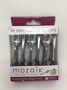 48 Mini cucchiai da degustazione Mozaik premium plastica pesante 4"" L x 7/8"" Nuovi con scatola nuovi con etichette - Foto 1 di 3