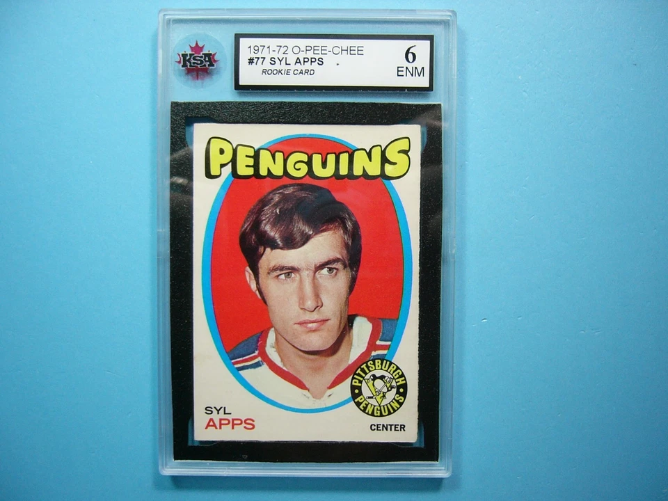1971/72 O-PEE-CHEE NHL HOCKEY CARD #77 SYL APPS JR. ROOKIE RC KSA 6 EX/NM OPC - Image 1 of 2
