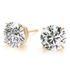 Aretes de diamantes cultivados en laboratorio genuinos de 2,00 quilates de oro de 14 quilates - Imagen 1 de 10