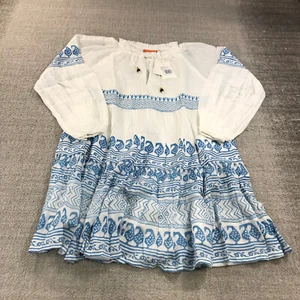 New Oliphant Dress Women Small Ballon Sleeve Short Santorini Blue Tassel  1116V - Picture 1 of 9