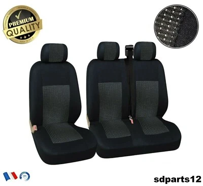 Citroen Jumper Jumpy Housses de Siège Couvre-Sièges 2+1 Tissu Noir-Noir - Photo 1/4