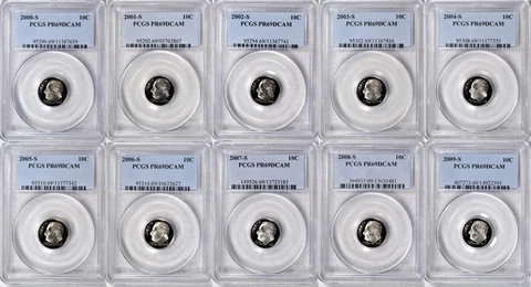 (10-Piece Set)2000S-2009S 10C Roosevelt Dimes Set PCGS PR69DCAM K14204 Cover