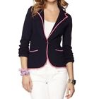 Lilly Pulitzer Size S Navy Blue Pink Malibu Single Button Blazer