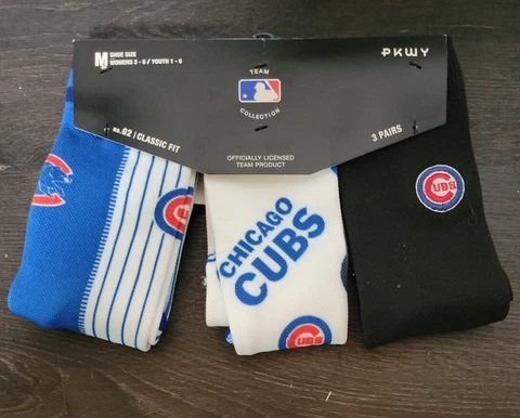 Youth 1 - 6 / Womens 3 - 8 M Chicago Cubs 3-Pack Crew Socks 02 Classic Fit Cover