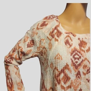 Camicia donna nuova direzione piccola waffle tessuto geometrico ruggine top T33 - Foto 1 di 9