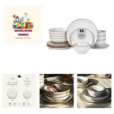 Juegos de vajilla, platos y cuencos de gres moderno Brasa de 16 piezas, platos... Foto 1 de 4