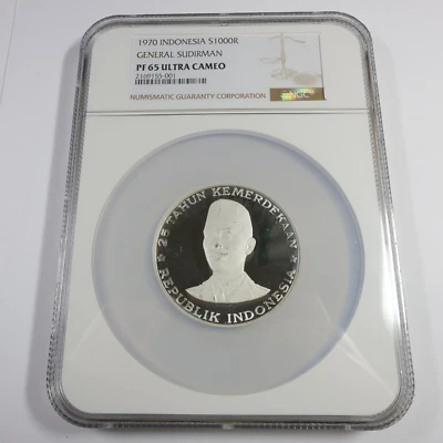 1970 NGC PF65 UCAM - Indonesia - Silver General Sudirman 1000 Rupiah Coin 54557M - Image 1 of 4