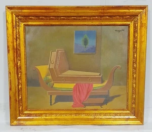 AMAZING RENE MAGRITTE OIL ON CANVAS DATED CIRCA 1956 WITH FRAME IN GOLDEN LEAF - Picture 1 of 7