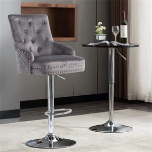WISFOR Premium Bar Stools Adjustable 360° Swivel Armchair Velvet Chair f Kitchen - Picture 1 of 14