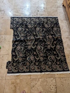 Vintage 1983 Polo Ralph Lauren Alexandra Paisley Square Cotton Tablecloth Black - Picture 1 of 6