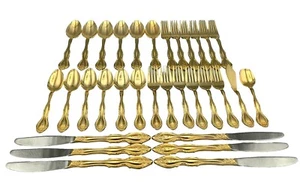 Everbrite Deluxe EVS10 Stainless Gold Flatware Large Set of 32 Pieces- Unused NM - Picture 1 of 9