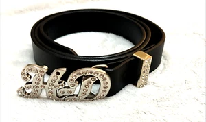 Women 2010 Harley Davidson Leather Belt HD Rhinestones Black Size 1W - Picture 1 of 18