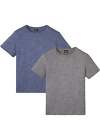 Neu 2er Pack T-Shirt Gr. 44/46 S Indigo Meliert Grau Meliert Herren Kurzarmshirt
