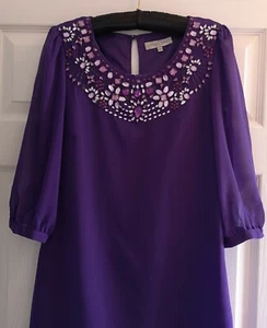 Ladies Purple Chiffon Party Dress ~ Size 10 ~ Vgc - Picture 1 of 4