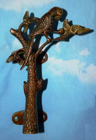 Brass Red Tree Parrot Figure Door Handle Unique Home Front Door Handle MJ192 Cover
