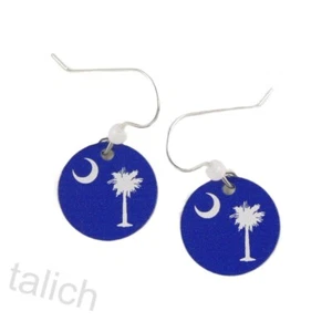 Sienna Sky Earrings South Carolina Flag Small Round Drop Unique Gift US Handmade - Picture 1 of 4