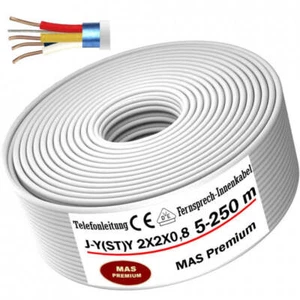 5-250m J-Y(ST) Y 2X2X0,8 Telefonkabel Klingel- Telefon- Fernmeldeleitung - Bild 1 von 5