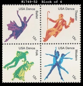 USA5 #1749-52 MNH BL4 American Dance - Bild 1 von 1