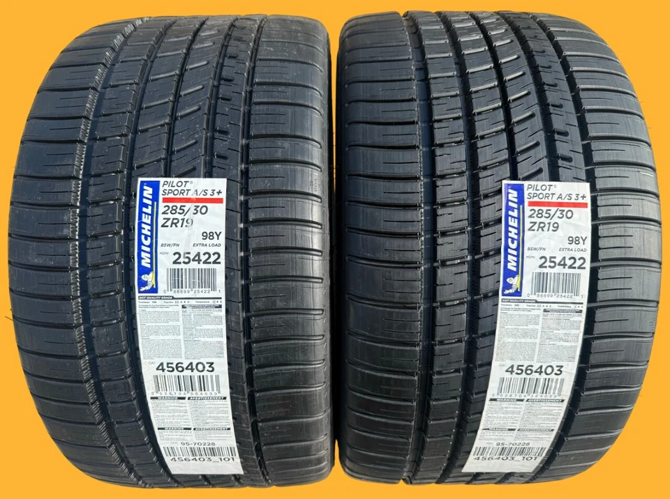 Set of 2 BRAND NEW 285/30ZR19 Michelin Pilot Sport A/S3+ All Season 3 Plus Tires - Image 1 of 4