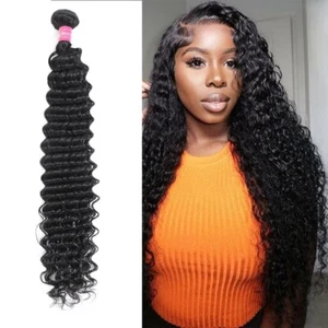 12A Human Hair 10 Inch Deep Wave Bundle 100% Unprocessed Brazilian Natural Black - Picture 1 of 6