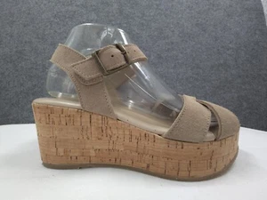 Cordani Candy Wedge Sandals Womens 37 US 7 Adjustable Strap Leather Beige Italy - Picture 1 of 13