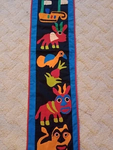 Vintage Abomey Dahomey Benin Story Applique Textile Handmade Hanging 10" x 68" - Picture 1 of 10