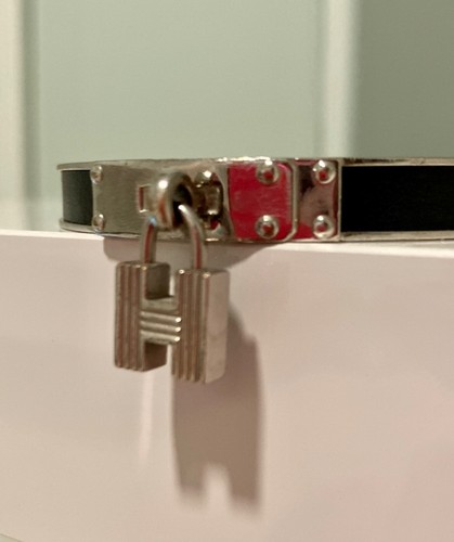 HERMÈS Hermes Kelly Cadena Bracciale Nero Argento