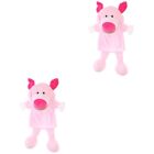  2pcs Hand Puppet Soft Plush Toy Cartoon Pig Shape Plush Toy Interactive