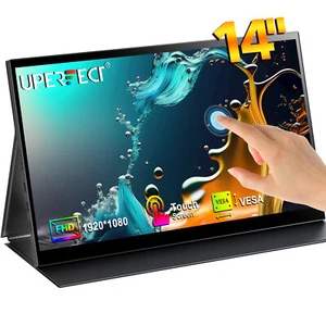 UPERFECT 14" Touchscreen 1920*1080 Portable Monitor LCD Screen w/VESA 100% sRGB - Picture 1 of 13