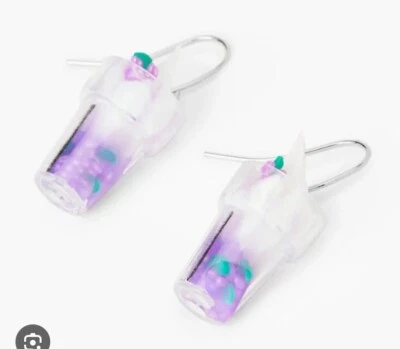 Pendientes Claire’s Tono Plata 1" Púrpura Látigo Postre Gota Comida Cumpleaños Foto 1 de 4