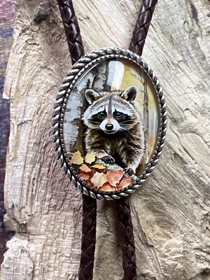 Corbata Bolo Mapache Naturaleza Día del Padre Regalo de Cumpleaños Boda Rústica Western Son Foto 1 de 4