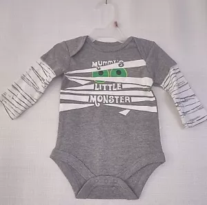 Halloween Mummy's Little Monster 1-Piece Creeper Shirt Infant Boys Size 3-6M - Picture 1 of 3