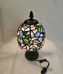 Vintage Tiffany Style 12" Multi-Colored Stained Glass Table Lamp W Bulb Tested. - Picture 1 of 11