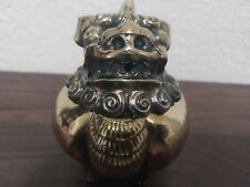 Vintage Small Japanese Embossed Brass Footed Komainu Lion-Dog Incense Burner