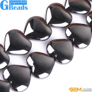 Heart Shape Black Hematite Gemstone Beads For Jewelry Making Free Shipping 15" - Picture 1 of 40