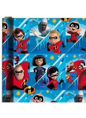 THE INCREDIBLES 2 WRAPPING PAPER FLAT GIFT WRAP ANY OCCASION 20 SQ FT NEW 1 LEFT - Image 1 of 4