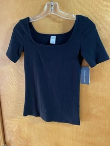 NWT BLACK SHORT SLEEVE TOP WOMENS SIZE XXS MELROSE and MARKET STRETCH - Picture 1 of 3