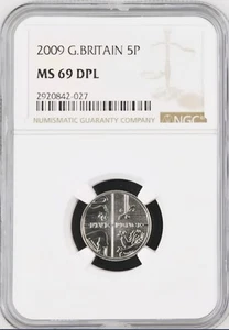 2/0 TOP POP - 2009 Great Britain 5 Pence Mint State NGC MS69 DPL - Picture 1 of 3